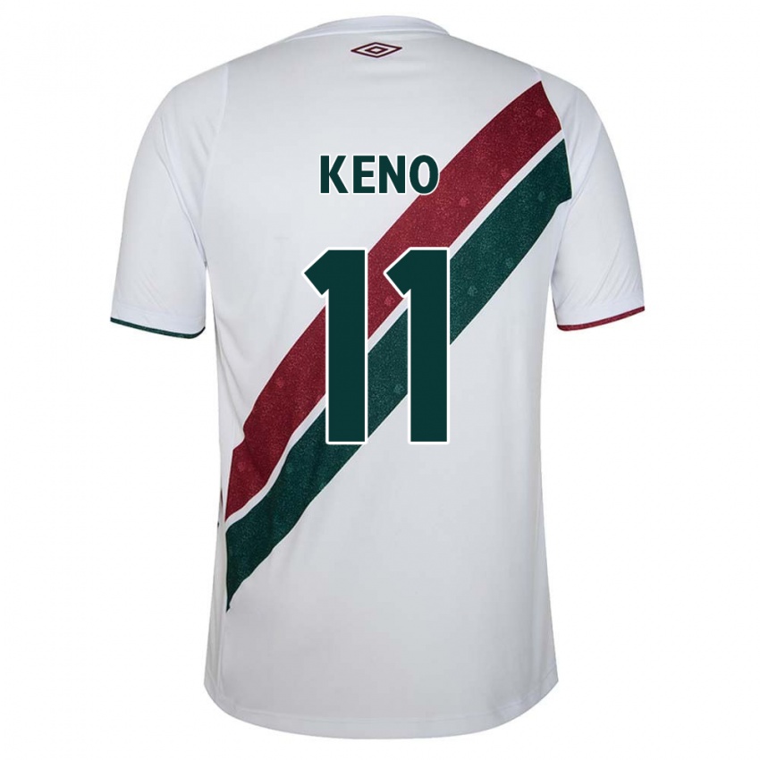 Hombre Camiseta Keno #11 Blanco Verde Granate 2ª Equipación 2024/25 La Camisa Perú