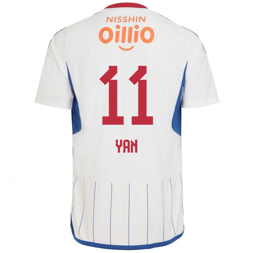 Hombre Camiseta Yan #11 Blanco Azul Rojo 2ª Equipación 2024/25 La Camisa Perú