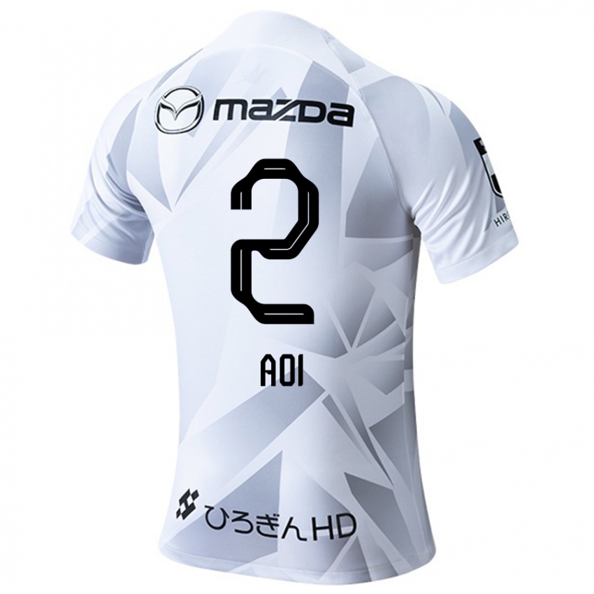 Hombre Camiseta Yutaro Aoi #2 Blanco Gris Negro 2ª Equipación 2024/25 La Camisa Perú