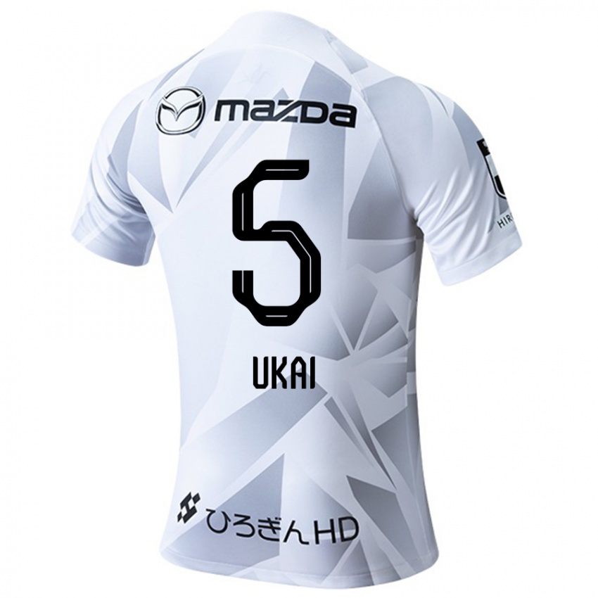 Hombre Camiseta Hiroto Ukai #5 Blanco Gris Negro 2ª Equipación 2024/25 La Camisa Perú