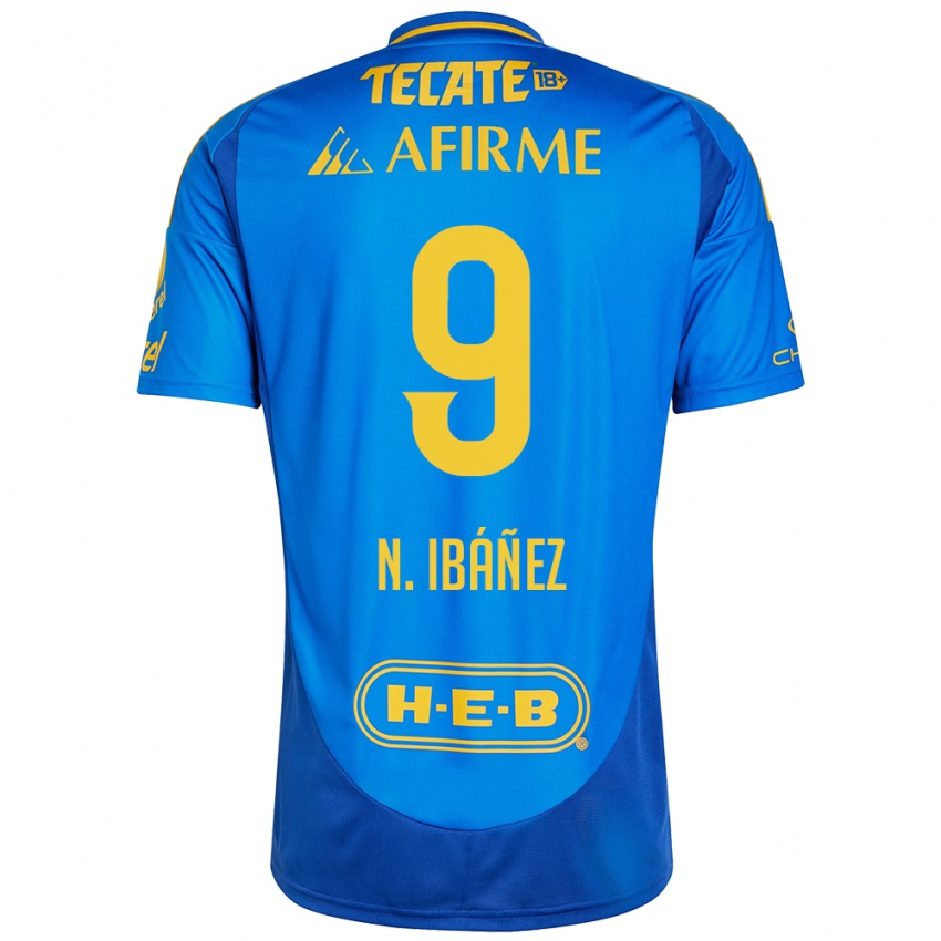 Hombre Camiseta Nicolás Ibáñez #9 Azul Amarillo 2ª Equipación 2024/25 La Camisa Perú