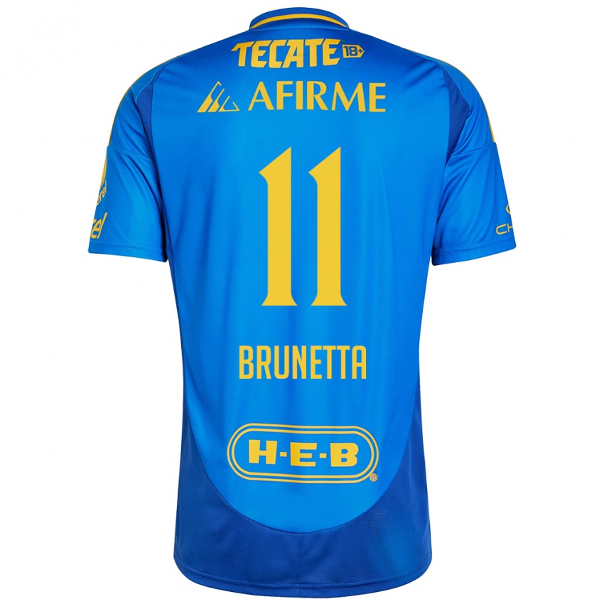 Hombre Camiseta Juan Brunetta #11 Azul Amarillo 2ª Equipación 2024/25 La Camisa Perú