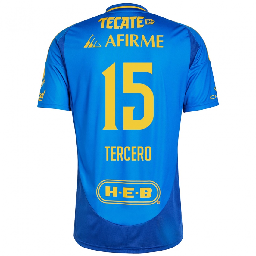 Hombre Camiseta Eduardo Tercero #15 Azul Amarillo 2ª Equipación 2024/25 La Camisa Perú