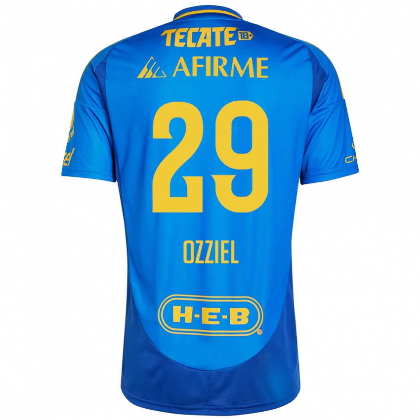 Hombre Camiseta Ozziel Herrera #29 Azul Amarillo 2ª Equipación 2024/25 La Camisa Perú