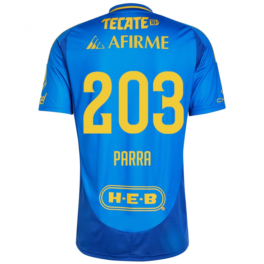 Hombre Camiseta Bernardo Parra #203 Azul Amarillo 2ª Equipación 2024/25 La Camisa Perú