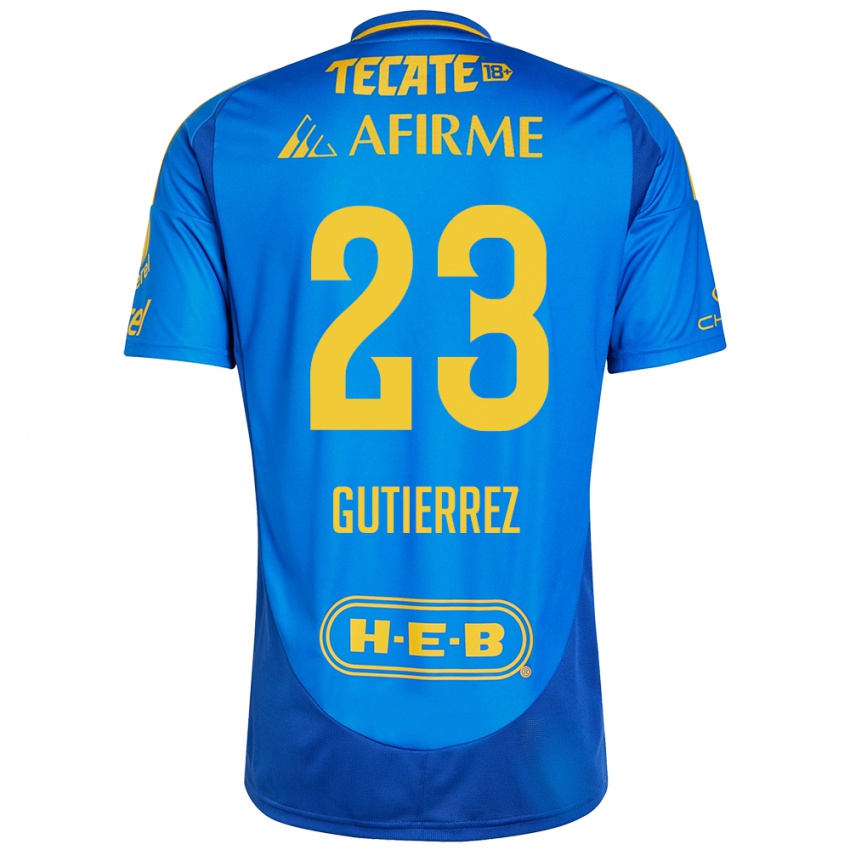 Hombre Camiseta Jana Gutierrez #23 Azul Amarillo 2ª Equipación 2024/25 La Camisa Perú