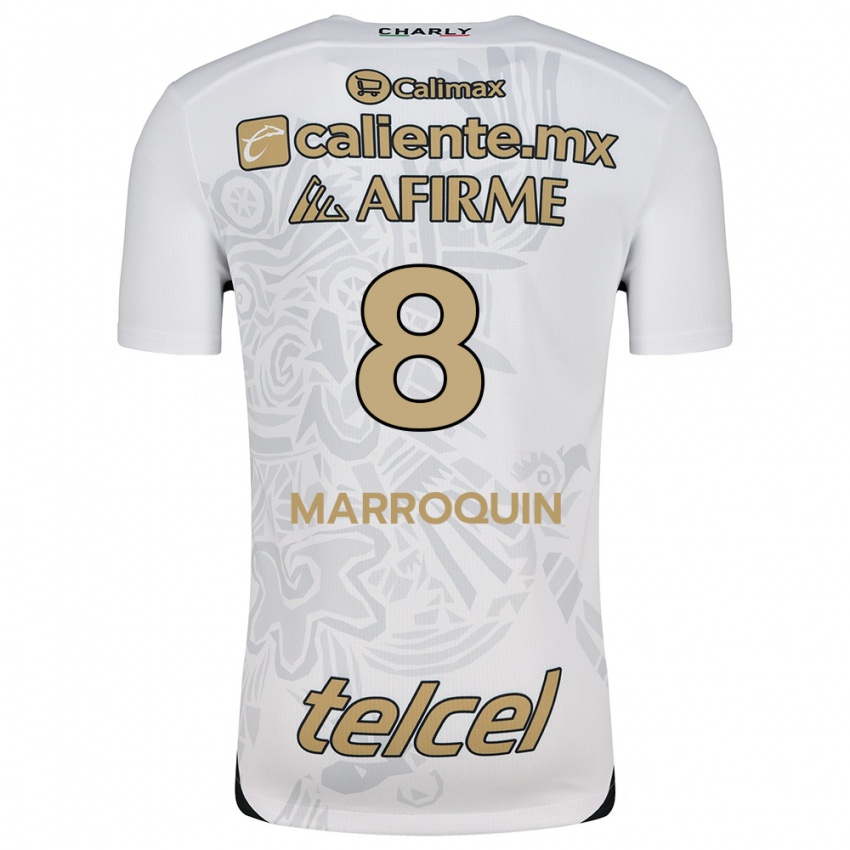 Hombre Camiseta Ammanda Marroquin #8 Blanco Negro 2ª Equipación 2024/25 La Camisa Perú