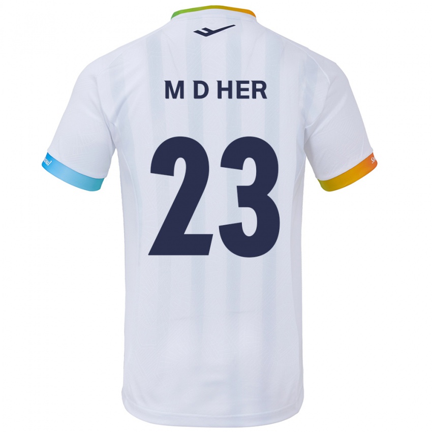 Hombre Camiseta Dong-Min Her #23 Blanco Azul 2ª Equipación 2024/25 La Camisa Perú