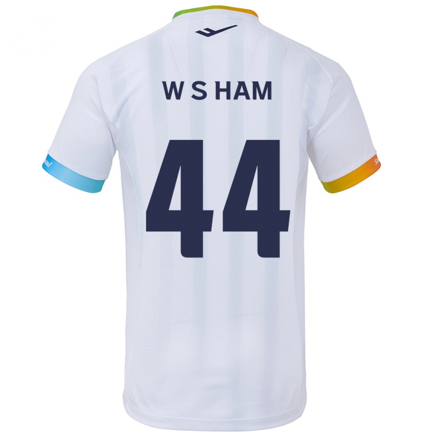 Hombre Camiseta Sun-Woo Ham #44 Blanco Azul 2ª Equipación 2024/25 La Camisa Perú