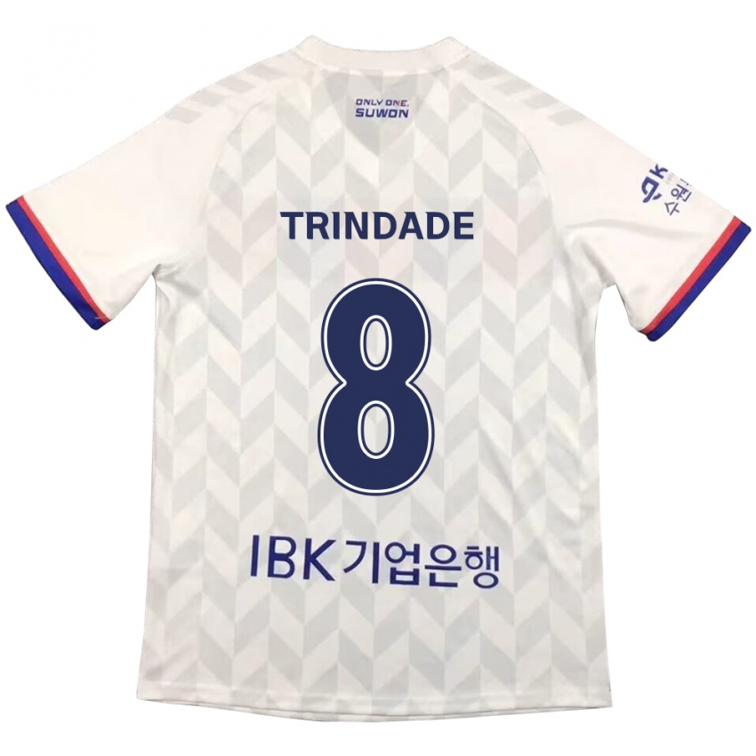 Hombre Camiseta Matheus Trindade #8 Blanco Azul 2ª Equipación 2024/25 La Camisa Perú