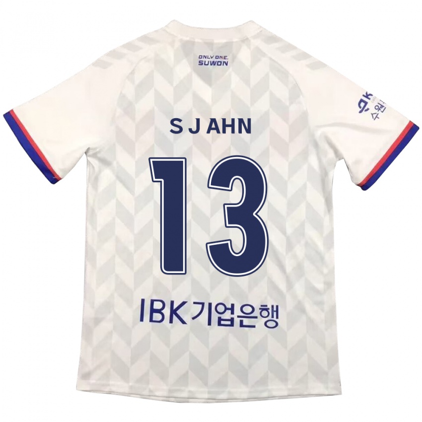 Hombre Camiseta Jun-Su Ahn #13 Blanco Azul 2ª Equipación 2024/25 La Camisa Perú