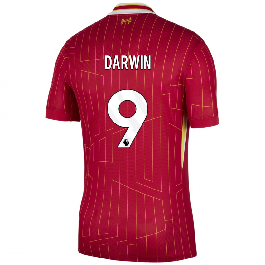 Niño Camiseta Darwin Nunez #9 Rojo Amarillo Blanco 1ª Equipación 2024/25 La Camisa Perú