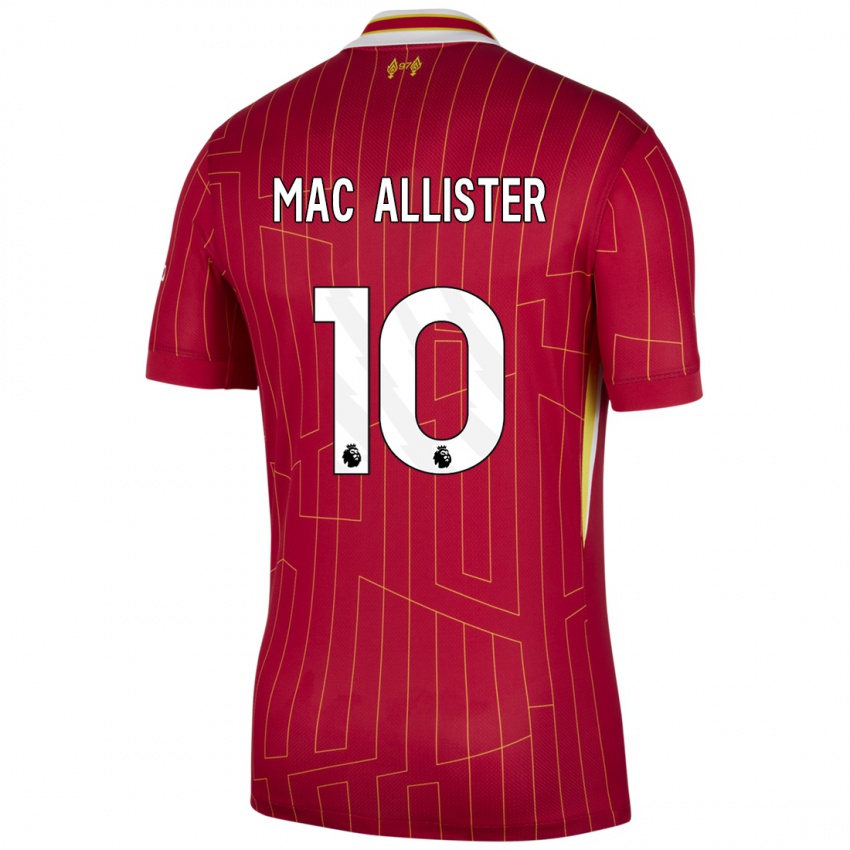 Niño Camiseta Alexis Mac Allister #10 Rojo Amarillo Blanco 1ª Equipación 2024/25 La Camisa Perú