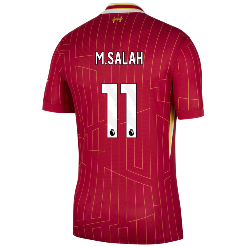 Niño Camiseta Mohamed Salah #11 Rojo Amarillo Blanco 1ª Equipación 2024/25 La Camisa Perú