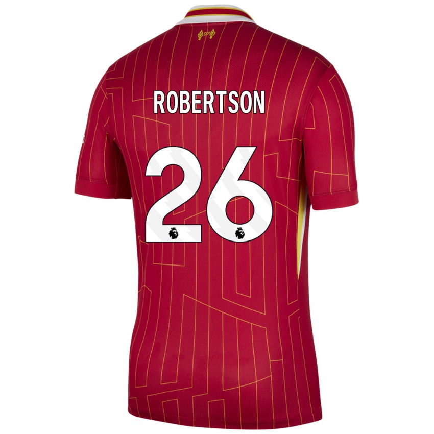 Niño Camiseta Andrew Robertson #26 Rojo Amarillo Blanco 1ª Equipación 2024/25 La Camisa Perú