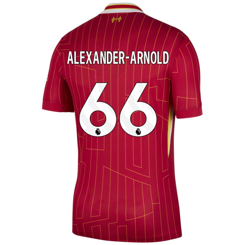 Niño Camiseta Trent Alexander-Arnold #66 Rojo Amarillo Blanco 1ª Equipación 2024/25 La Camisa Perú