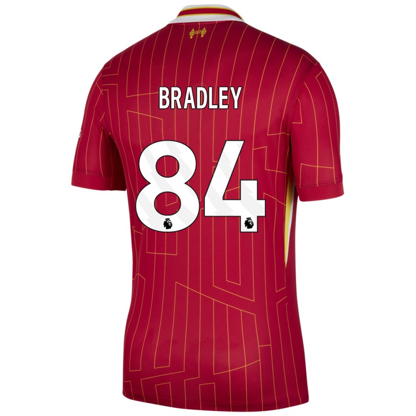 Niño Camiseta Conor Bradley #84 Rojo Amarillo Blanco 1ª Equipación 2024/25 La Camisa Perú