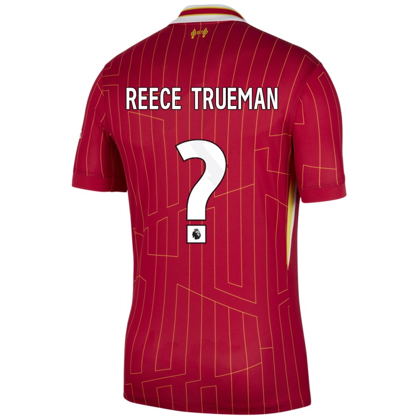 Niño Camiseta Reece Trueman #0 Rojo Amarillo Blanco 1ª Equipación 2024/25 La Camisa Perú