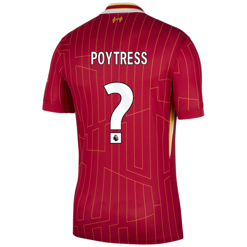 Niño Camiseta Jacob Poytress #0 Rojo Amarillo Blanco 1ª Equipación 2024/25 La Camisa Perú