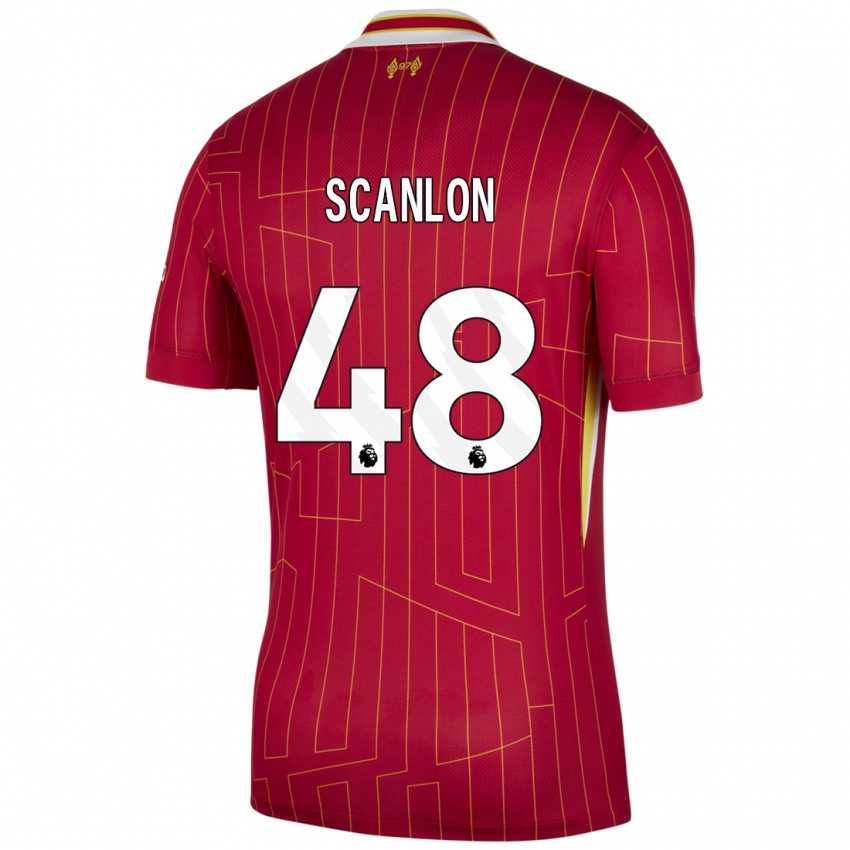 Niño Camiseta Calum Scanlon #48 Rojo Amarillo Blanco 1ª Equipación 2024/25 La Camisa Perú