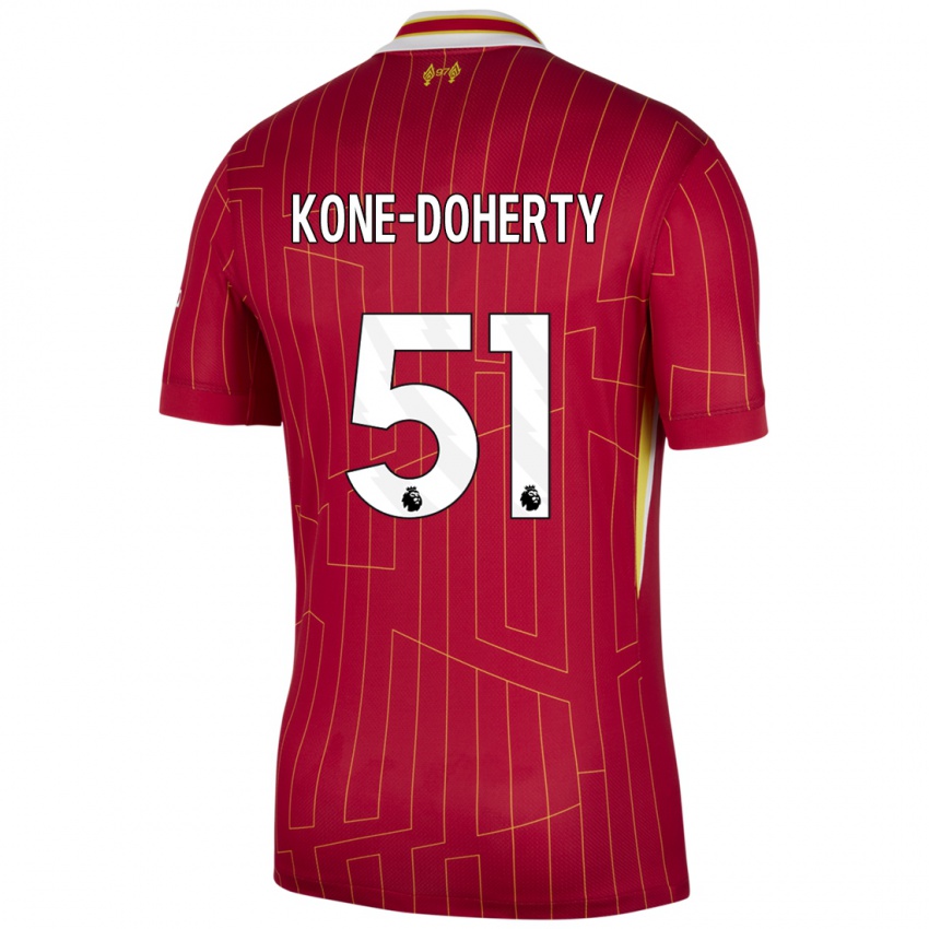 Niño Camiseta Trent Kone-Doherty #51 Rojo Amarillo Blanco 1ª Equipación 2024/25 La Camisa Perú