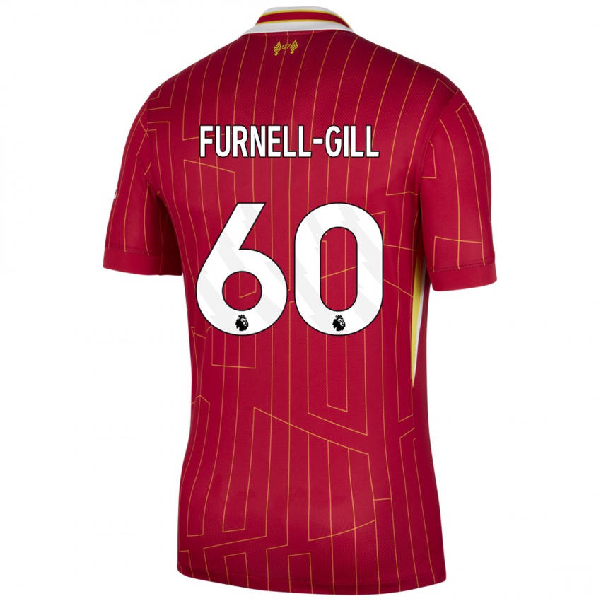 Niño Camiseta Luca Furnell-Gill #60 Rojo Amarillo Blanco 1ª Equipación 2024/25 La Camisa Perú