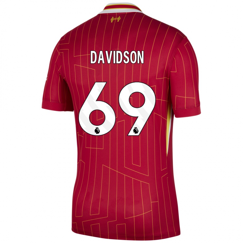 Niño Camiseta Josh Davidson #69 Rojo Amarillo Blanco 1ª Equipación 2024/25 La Camisa Perú