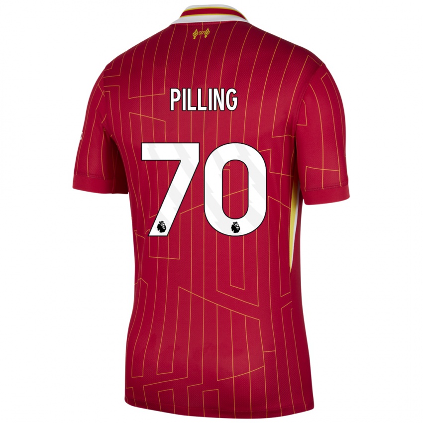 Niño Camiseta Tommy Pilling #70 Rojo Amarillo Blanco 1ª Equipación 2024/25 La Camisa Perú