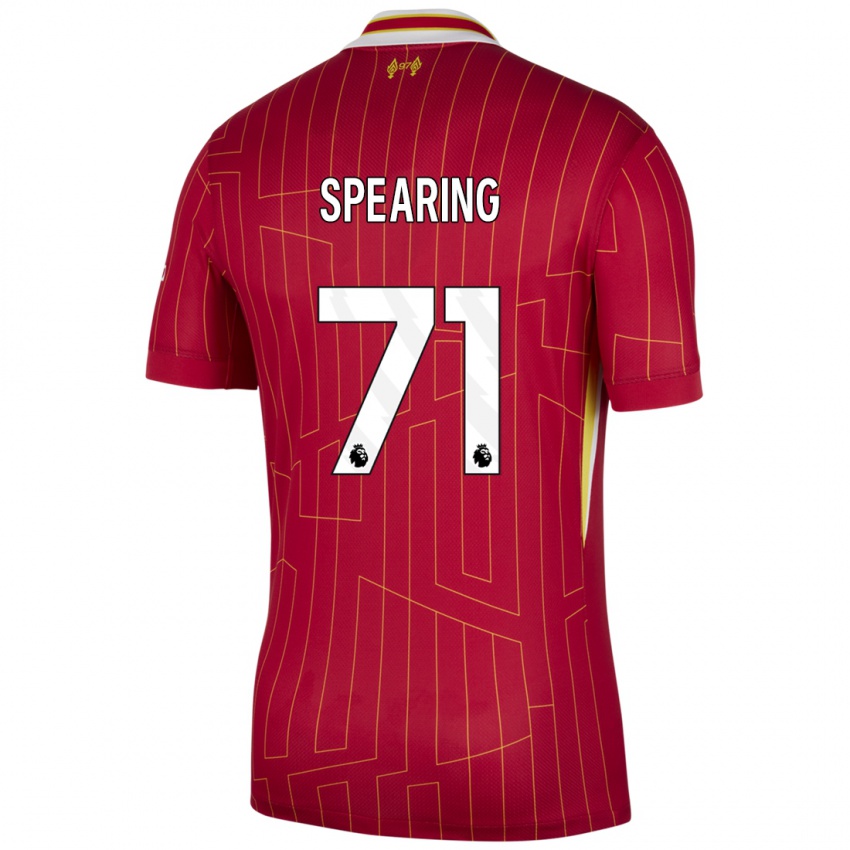 Niño Camiseta Jay Spearing #71 Rojo Amarillo Blanco 1ª Equipación 2024/25 La Camisa Perú