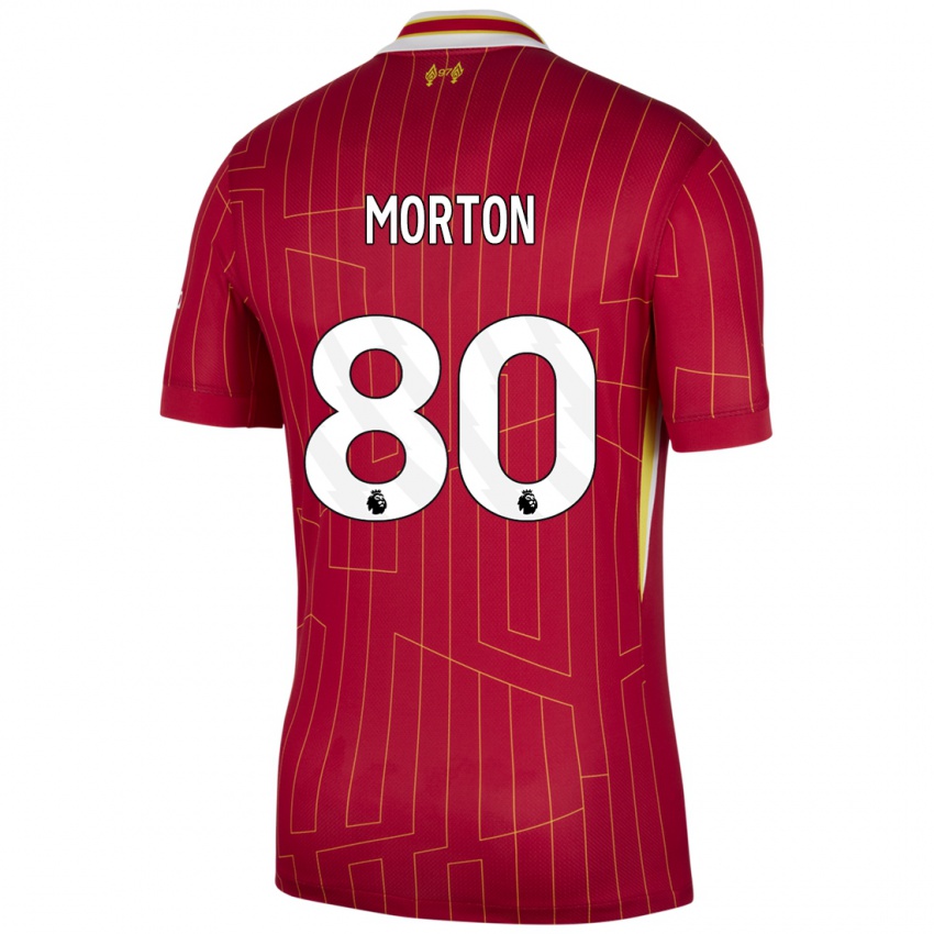 Niño Camiseta Tyler Morton #80 Rojo Amarillo Blanco 1ª Equipación 2024/25 La Camisa Perú