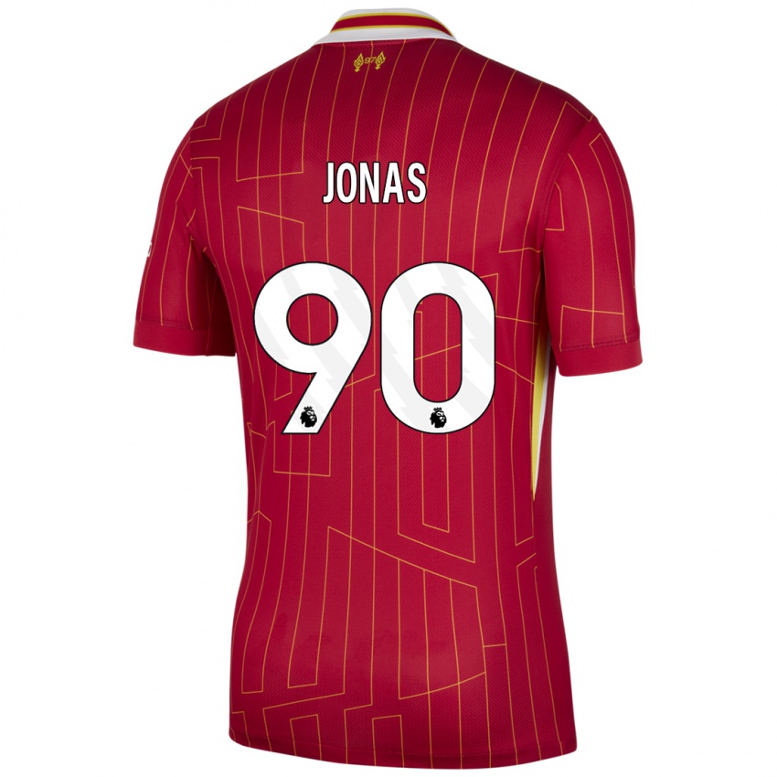 Niño Camiseta Lee Jonas #90 Rojo Amarillo Blanco 1ª Equipación 2024/25 La Camisa Perú