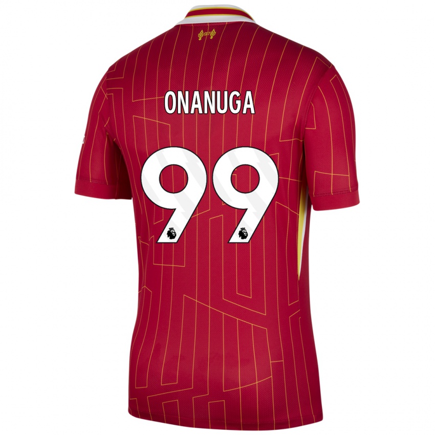 Niño Camiseta Fola Onanuga #99 Rojo Amarillo Blanco 1ª Equipación 2024/25 La Camisa Perú