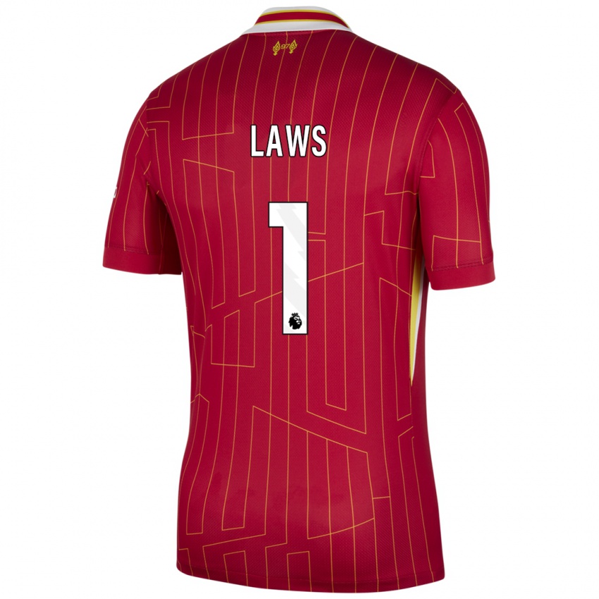 Niño Camiseta Rachael Laws #1 Rojo Amarillo Blanco 1ª Equipación 2024/25 La Camisa Perú