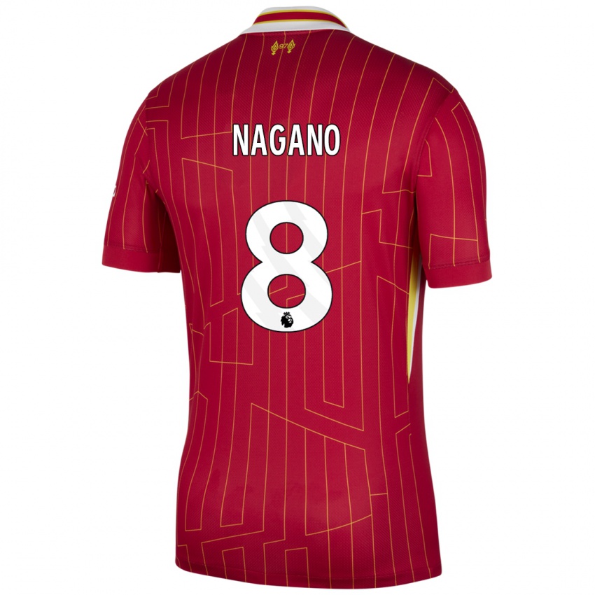 Niño Camiseta Fūka Nagano #8 Rojo Amarillo Blanco 1ª Equipación 2024/25 La Camisa Perú