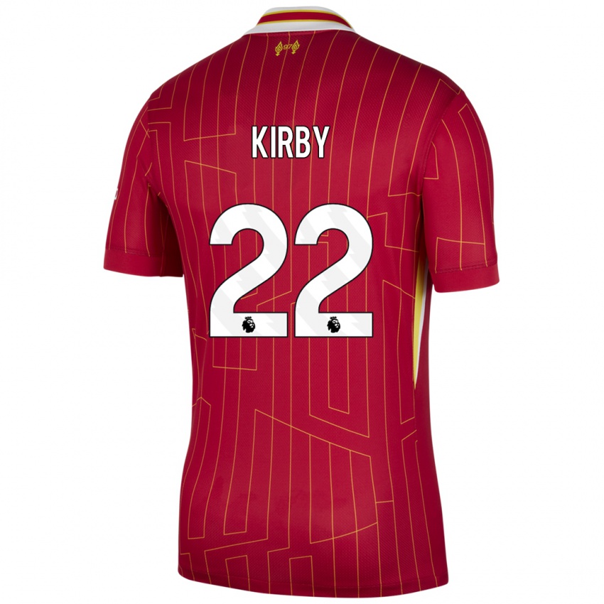 Niño Camiseta Faye Kirby #22 Rojo Amarillo Blanco 1ª Equipación 2024/25 La Camisa Perú