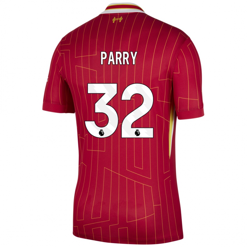 Niño Camiseta Lucy Parry #32 Rojo Amarillo Blanco 1ª Equipación 2024/25 La Camisa Perú