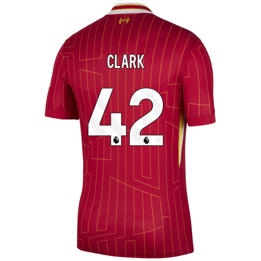 Niño Camiseta Bobby Clark #42 Rojo Amarillo Blanco 1ª Equipación 2024/25 La Camisa Perú