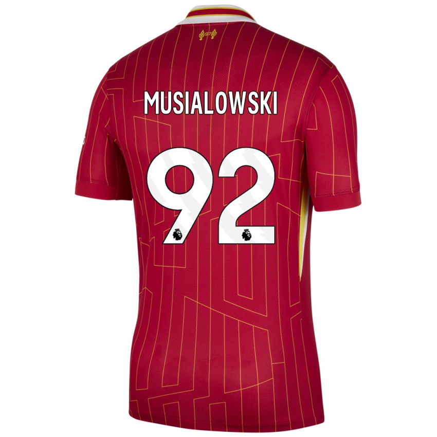 Niño Camiseta Mateusz Musialowski #92 Rojo Amarillo Blanco 1ª Equipación 2024/25 La Camisa Perú