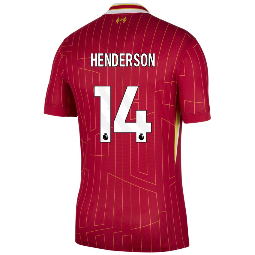 Niño Camiseta Henderson #14 Rojo Amarillo Blanco 1ª Equipación 2024/25 La Camisa Perú