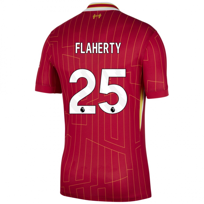 Niño Camiseta Gilly Flaherty #25 Rojo Amarillo Blanco 1ª Equipación 2024/25 La Camisa Perú