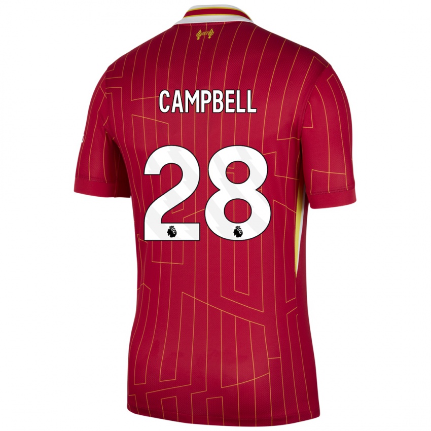 Niño Camiseta Megan Campbell #28 Rojo Amarillo Blanco 1ª Equipación 2024/25 La Camisa Perú