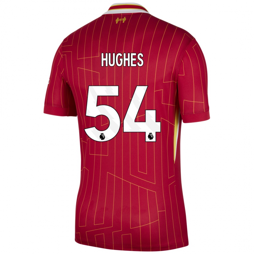 Niño Camiseta Liam Hughes #54 Rojo Amarillo Blanco 1ª Equipación 2024/25 La Camisa Perú