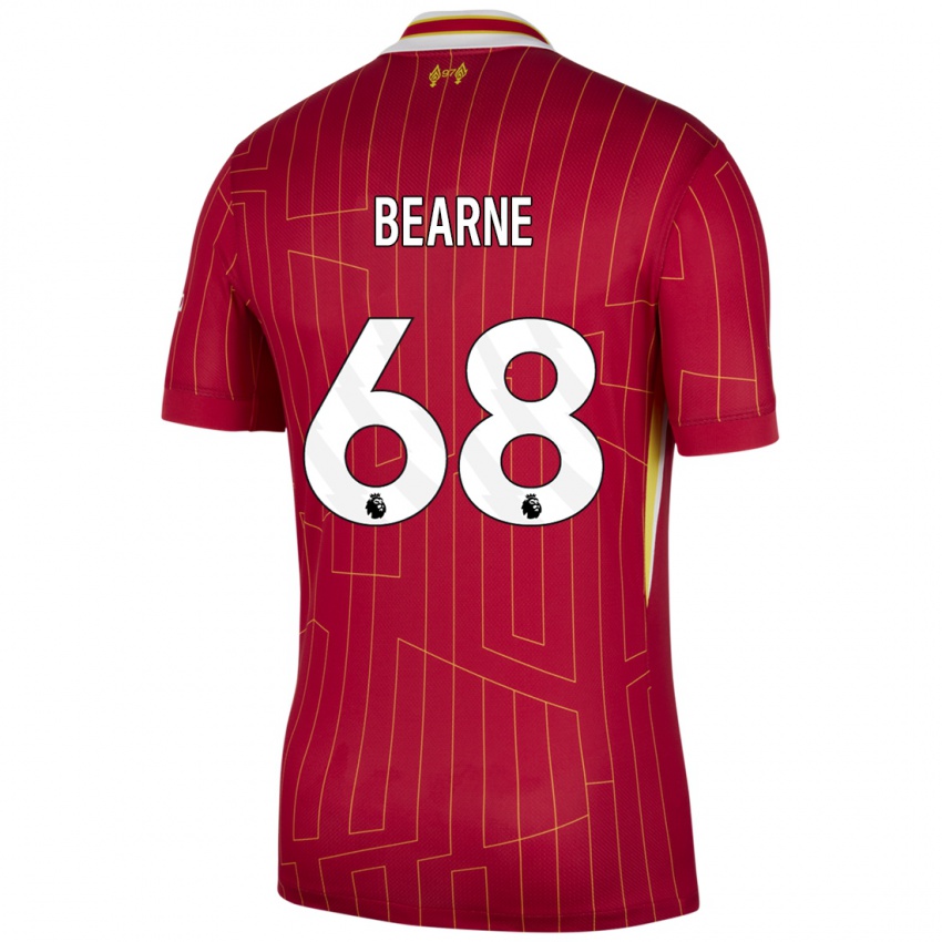 Niño Camiseta Jack Bearne #68 Rojo Amarillo Blanco 1ª Equipación 2024/25 La Camisa Perú