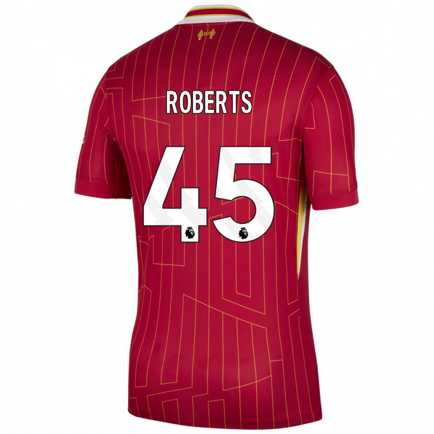 Niño Camiseta Iwan Roberts #45 Rojo Amarillo Blanco 1ª Equipación 2024/25 La Camisa Perú