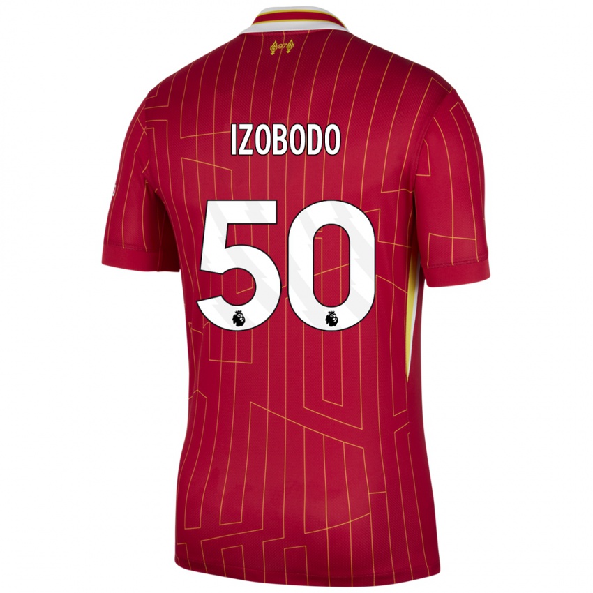 Niño Camiseta Elijah Izobodo John #50 Rojo Amarillo Blanco 1ª Equipación 2024/25 La Camisa Perú