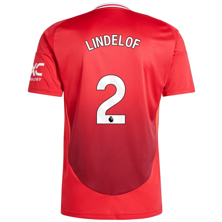 Niño Camiseta Victor Lindelof #2 Rojo Brillante 1ª Equipación 2024/25 La Camisa Perú