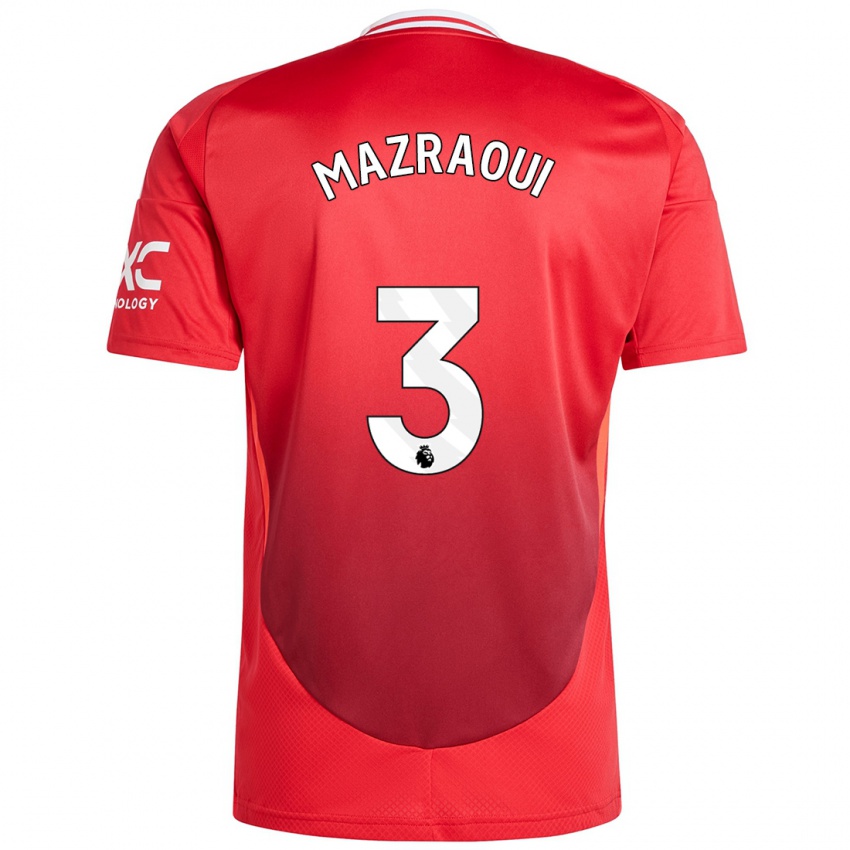 Niño Camiseta Noussair Mazraoui #3 Rojo Brillante 1ª Equipación 2024/25 La Camisa Perú