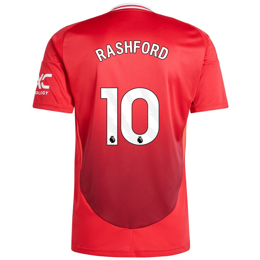 Niño Camiseta Marcus Rashford #10 Rojo Brillante 1ª Equipación 2024/25 La Camisa Perú