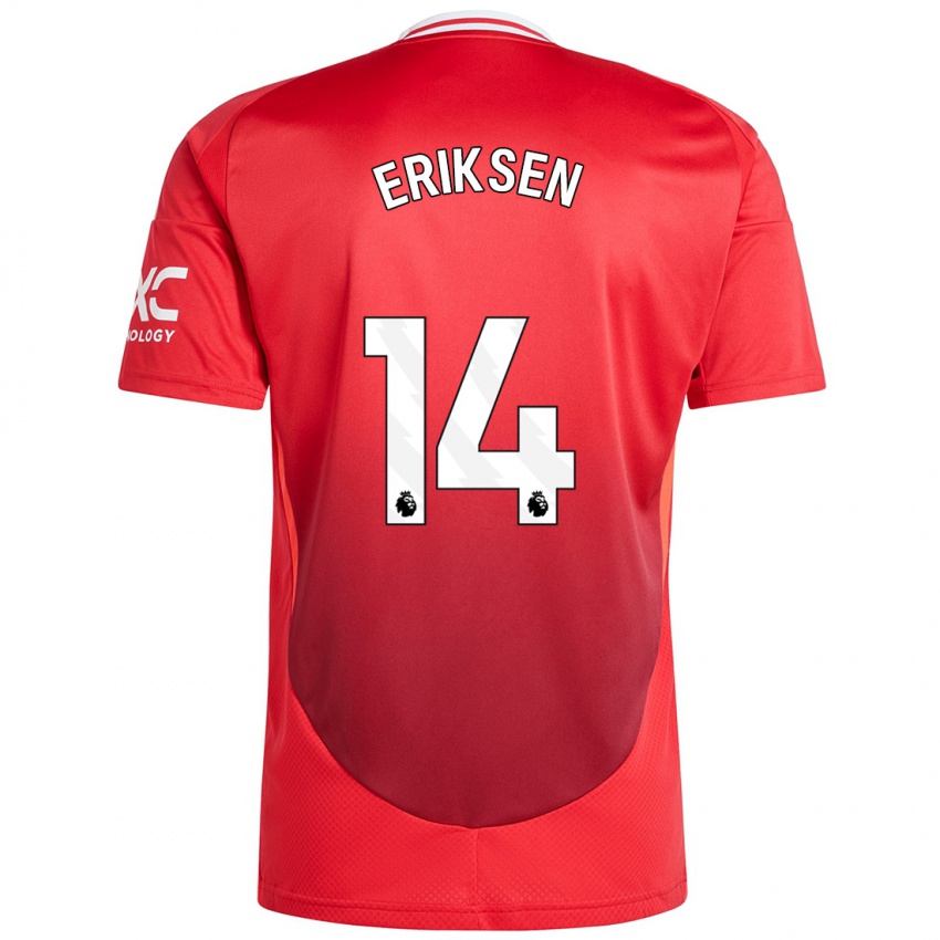 Niño Camiseta Christian Eriksen #14 Rojo Brillante 1ª Equipación 2024/25 La Camisa Perú