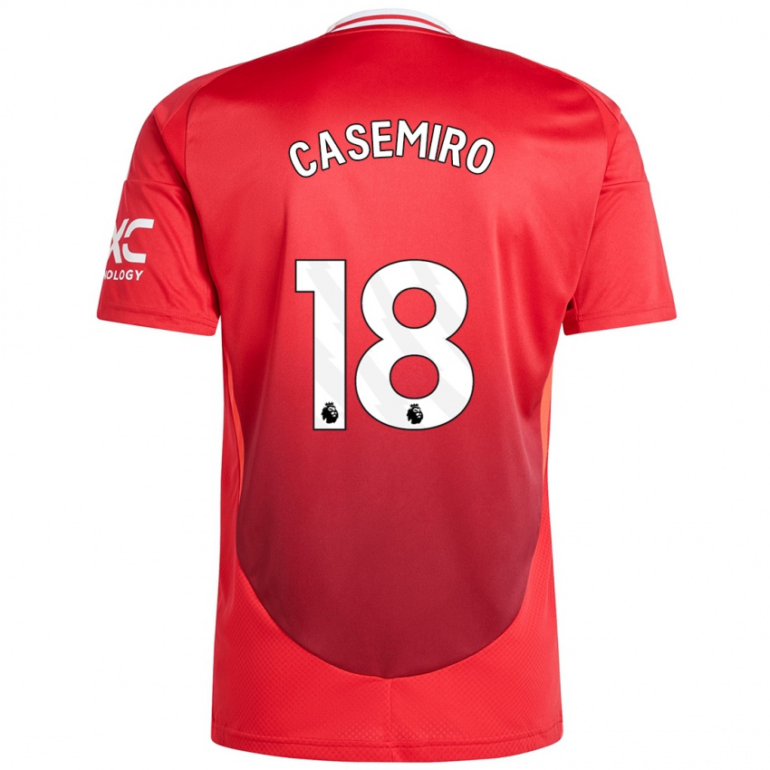 Niño Camiseta Casemiro #18 Rojo Brillante 1ª Equipación 2024/25 La Camisa Perú